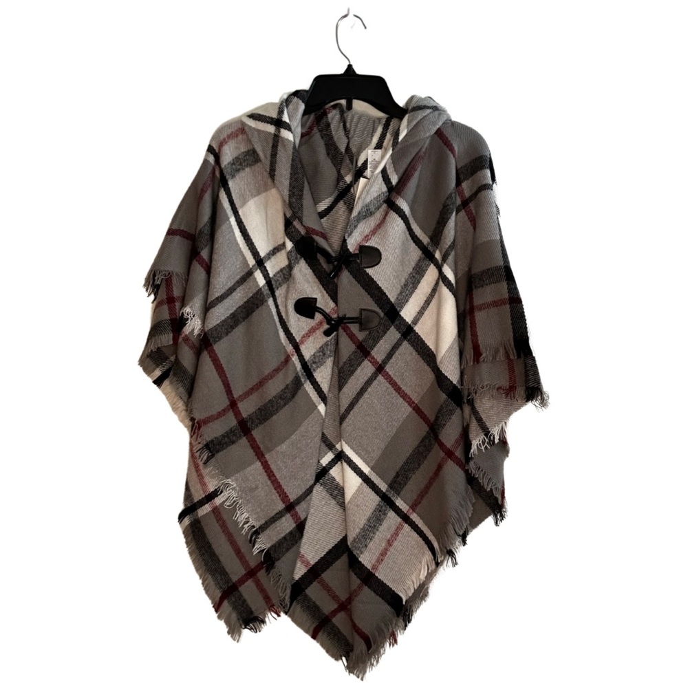 Plaid Over the Shoulder Shawl Cardigan One Size NWT